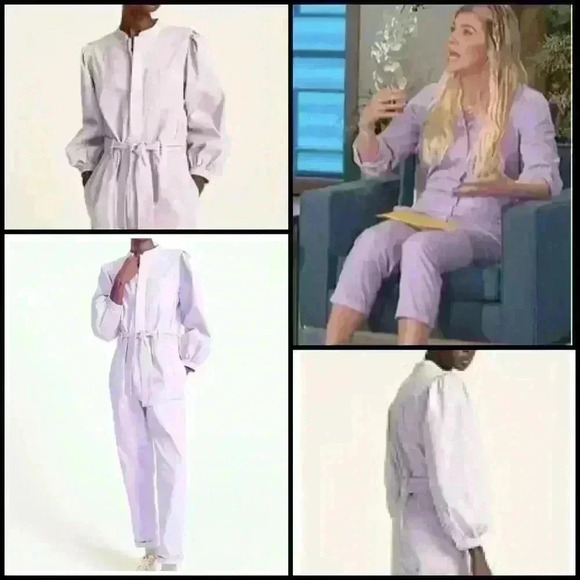 J.Crew Puff Sleeve Lavender Chico Utility Belted As Seen On TV Coverall Size 0 - Picture 1 of 16